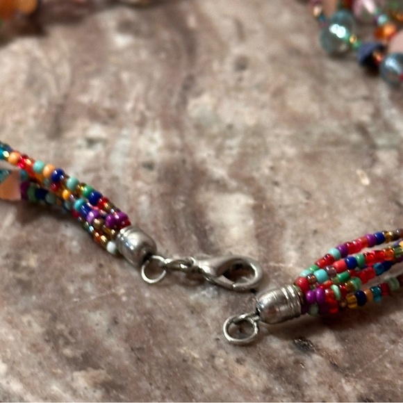 3x25* Multicolor 5 Strand Beaded Gemstone & Glass Beads Chocker Necklace Vibrant - Picture 11 of 16